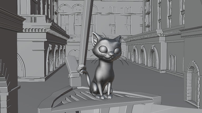 create a 3D scene inspired by Flow in Blender using your 3D models